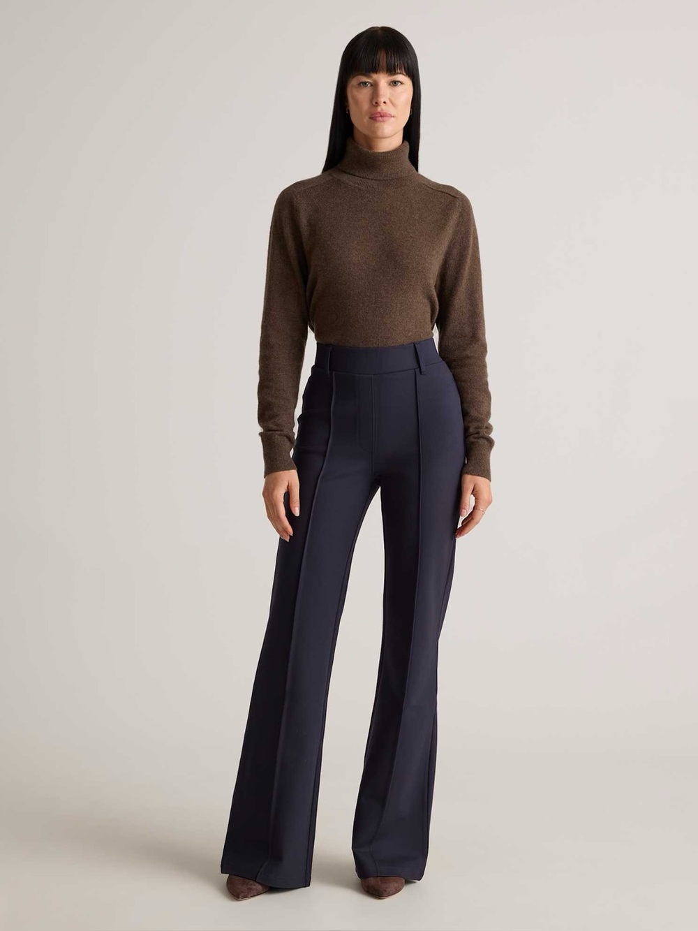 NWT Quince Navy Ultra-Stretch Ponte Flare Leg Pull On Pants Size Small